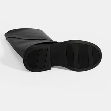  Kadın Siyah Katlama Detaylı Deri Çizme