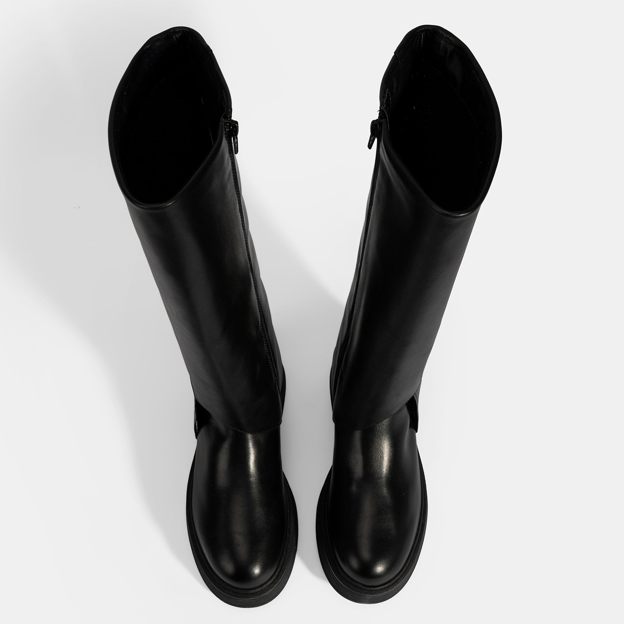 Kadın Siyah Katlama Detaylı Deri Çizme