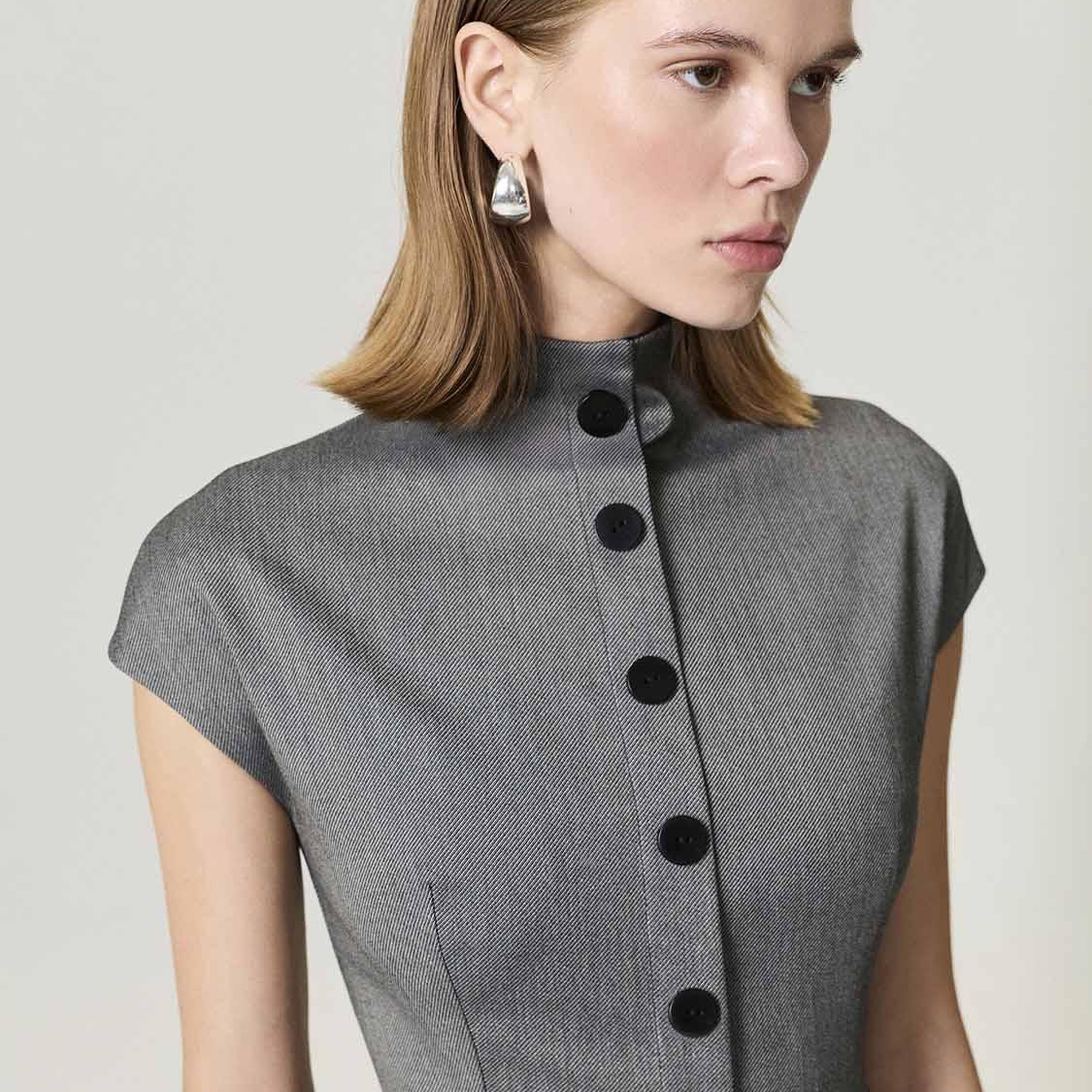 Düğme Detaylı Maxi Elbise