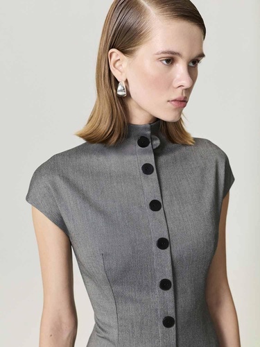  Düğme Detaylı Maxi Elbise