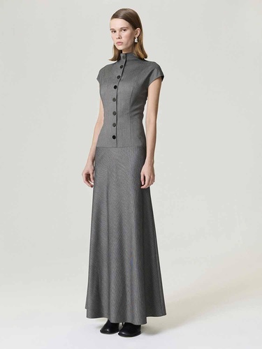  Düğme Detaylı Maxi Elbise