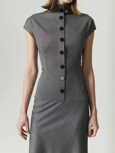  Düğme Detaylı Maxi Elbise