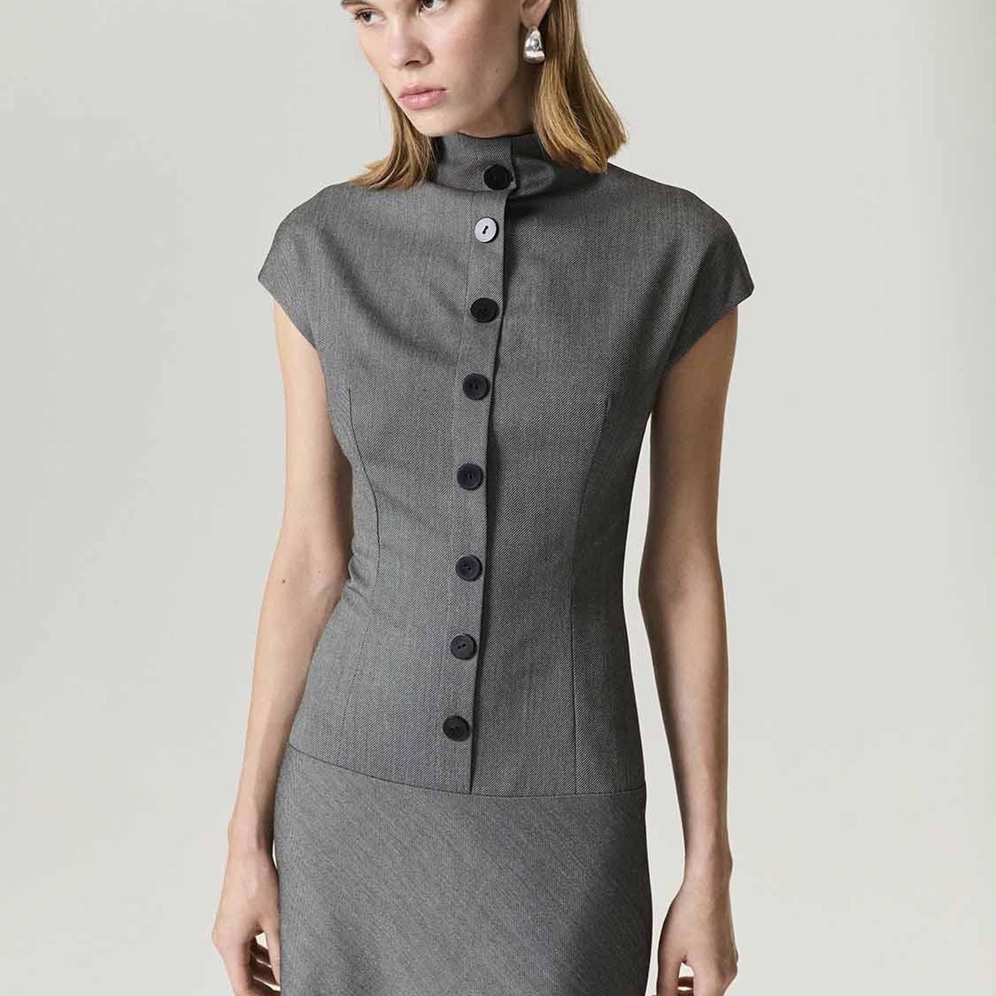 Düğme Detaylı Maxi Elbise