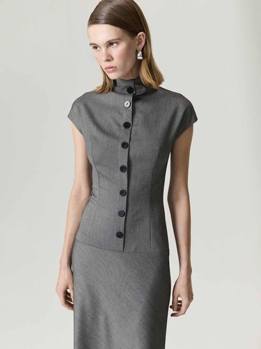  Düğme Detaylı Maxi Elbise