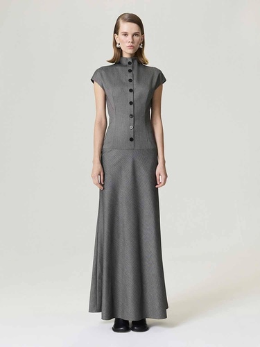  Düğme Detaylı Maxi Elbise