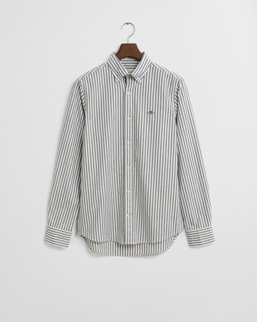  GANT Erkek Mavi Slim Fit Düğmeli Yaka Çizgili Oxford Gömlek