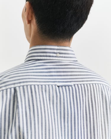  GANT Erkek Mavi Slim Fit Düğmeli Yaka Çizgili Oxford Gömlek