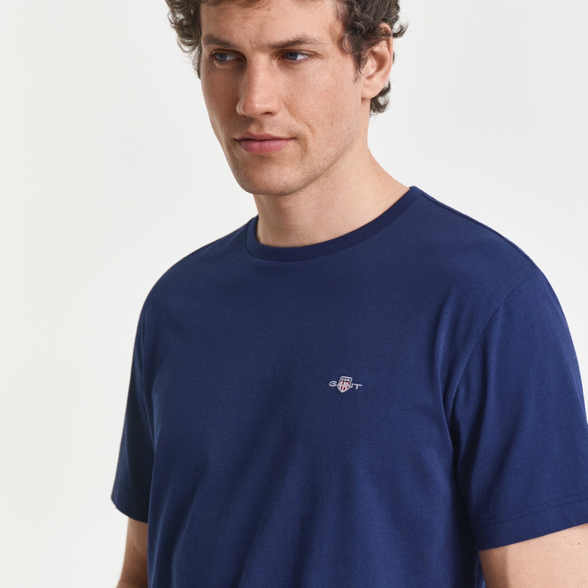 GANT Erkek Mavi Regular Fit Bisiklet Yaka T-Shirt