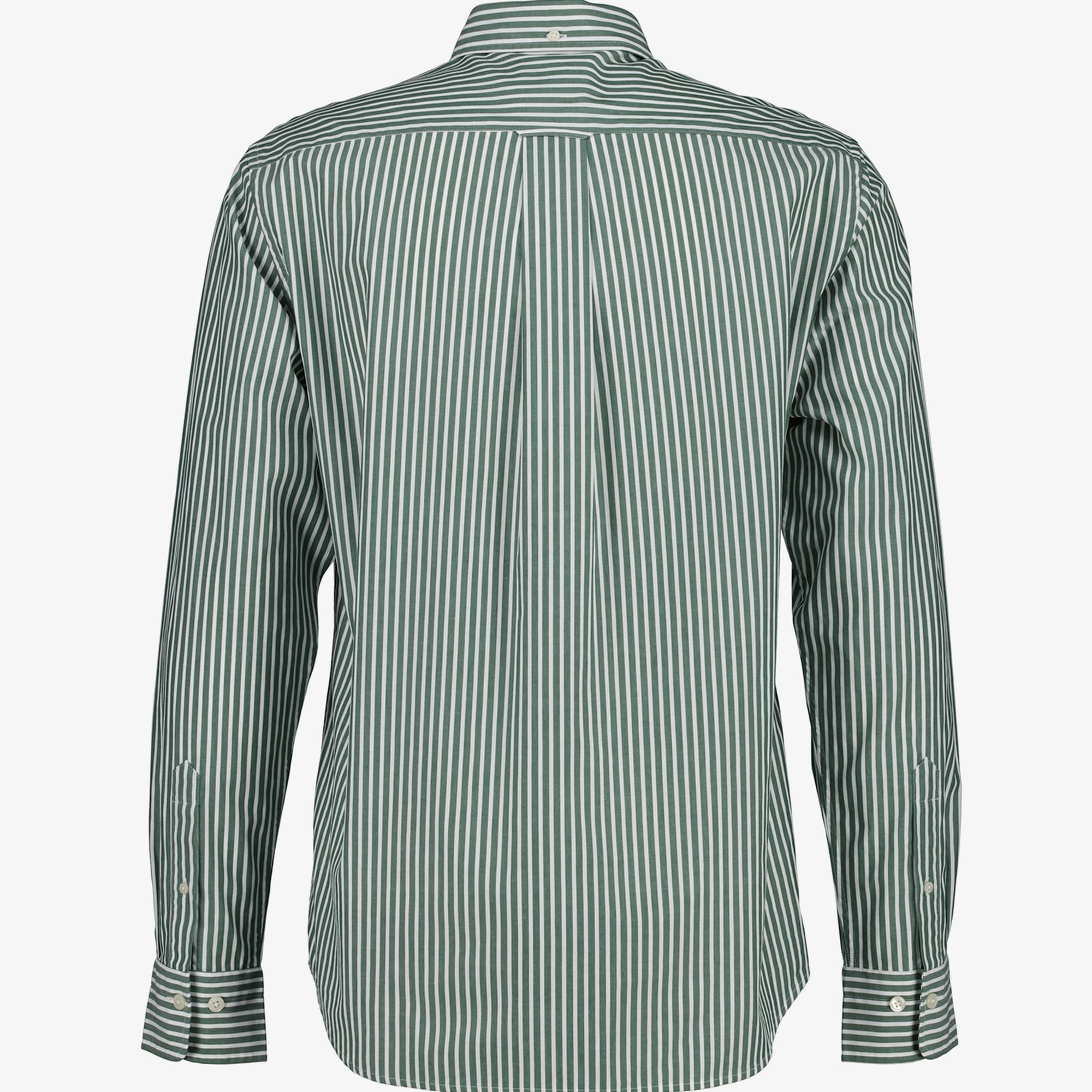 GANT Erkek Yeşil Regular Fit Düğmeli Yaka Çizgili Poplin Gömlek