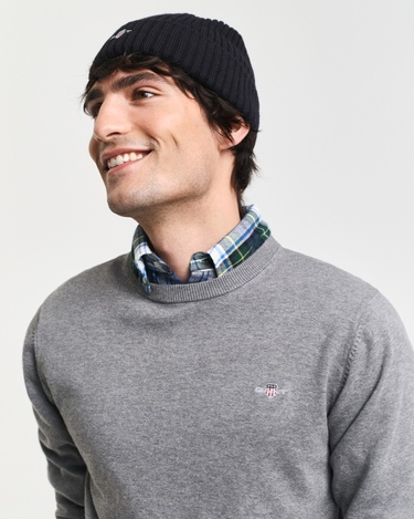  GANT Erkek Gri Regular Fit Bisiklet Yaka Kazak