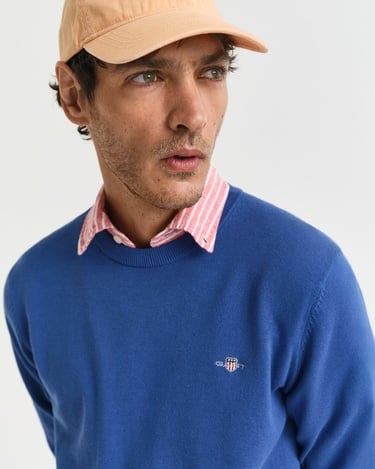  GANT Erkek Mavi Regular Fit Bisiklet Yaka Kazak