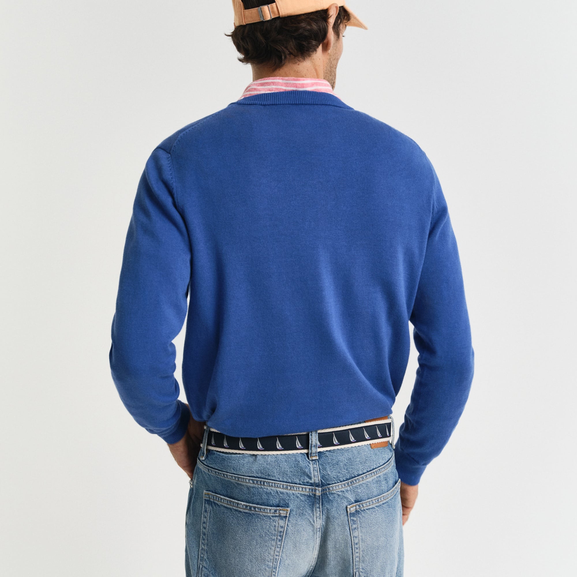 GANT Erkek Mavi Regular Fit Bisiklet Yaka Kazak