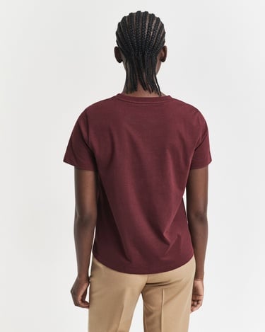  GANT Kadın Bordo Regular Fit Bisiklet Yaka T-Shirt