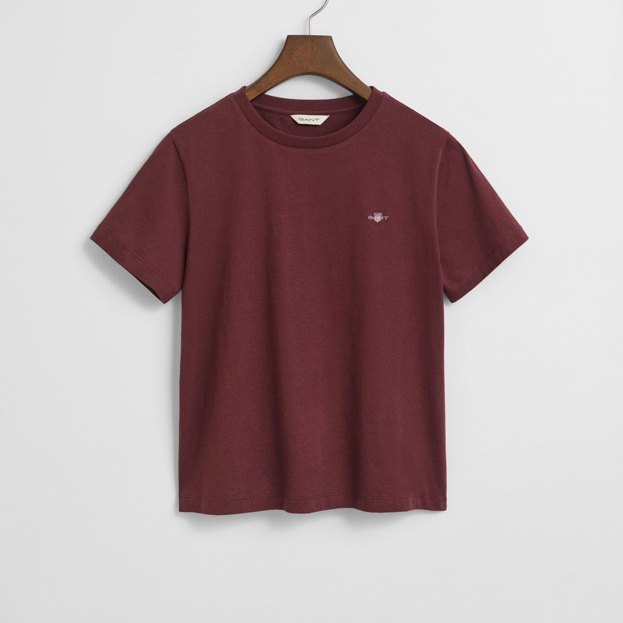 GANT Kadın Bordo Regular Fit Bisiklet Yaka T-Shirt