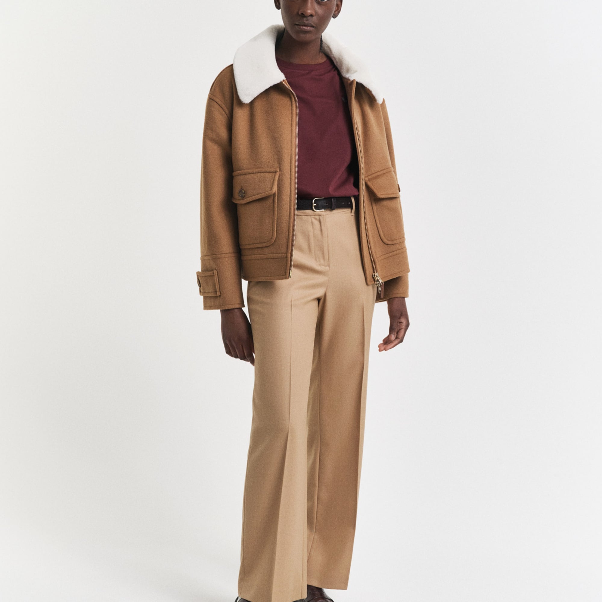 GANT Kadın Bordo Regular Fit Bisiklet Yaka T-Shirt