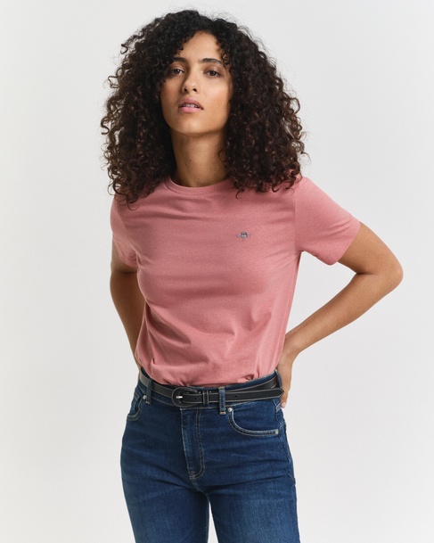  GANT Kadın Pembe Regular Fit Bisiklet Yaka T-Shirt