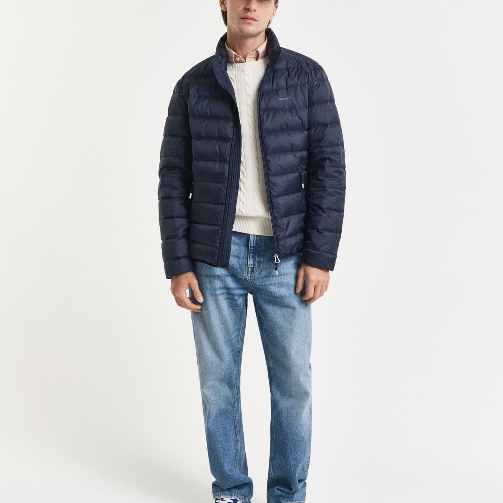 GANT Erkek Lacivert Regular Fit Dik Yaka Kaz Tüyü Mont