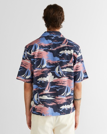  GANT Erkek Lacivert Relaxed Fit Klasik Yaka Desenli Gömlek