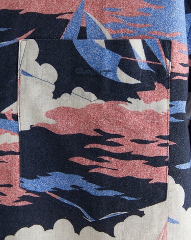  GANT Erkek Lacivert Relaxed Fit Klasik Yaka Desenli Gömlek