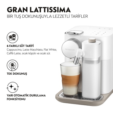  Nespresso F541 Gran Latissima Süt Çözümlü Espresso Kahve Makinesi,Beyaz