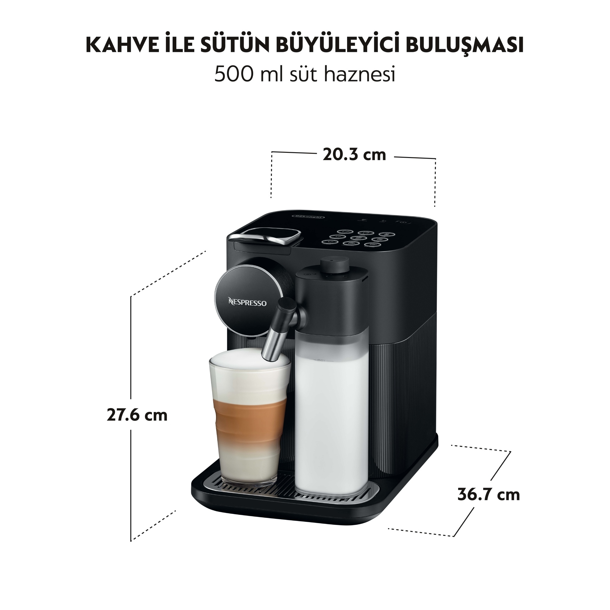 Nespresso F541 Gran Latissima Süt Çözümlü Espresso Kahve Makinesi, Siyah