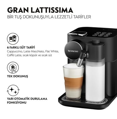  Nespresso F541 Gran Latissima Süt Çözümlü Espresso Kahve Makinesi, Siyah