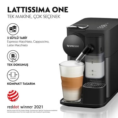  Nespresso F121 Latissima One Süt Çözümlü Espresso Kahve Makinesi,Siyah
