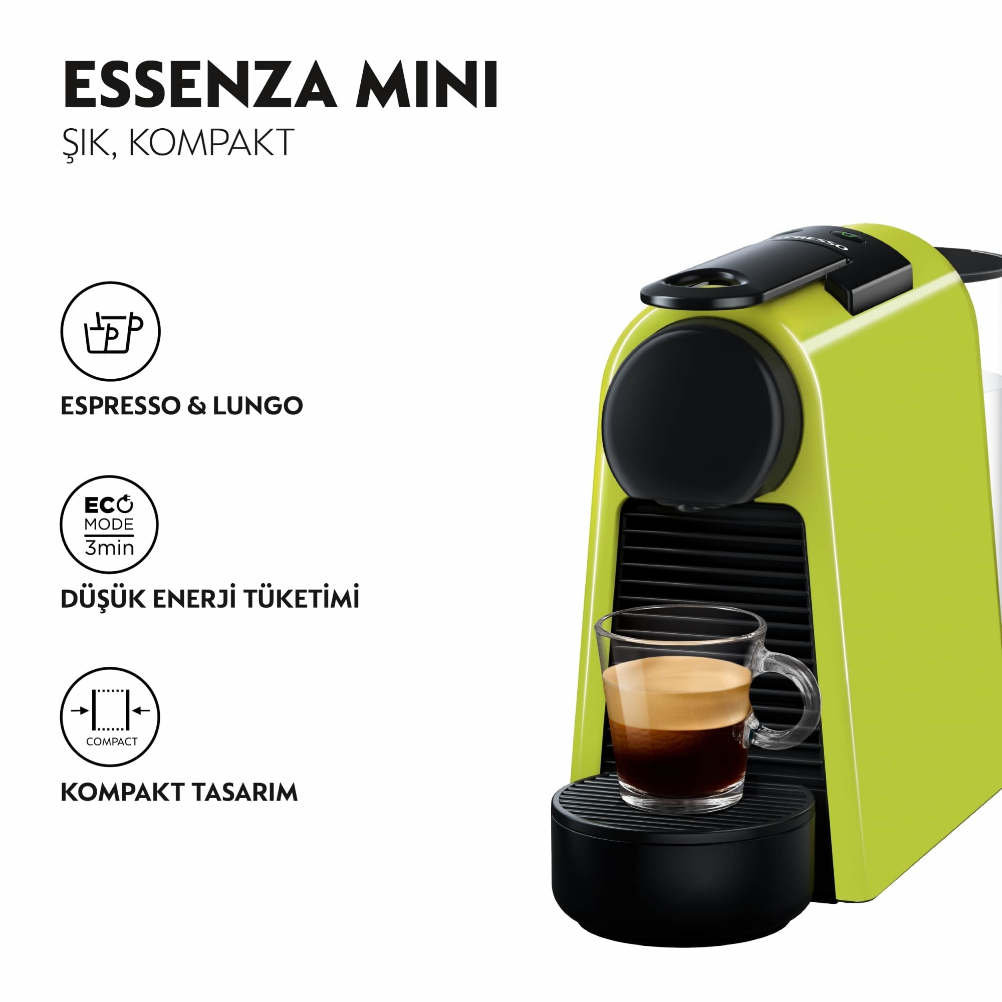 Nespresso D30 Green Essenza Mini Espresso Kahve Makinesi,Yeşil