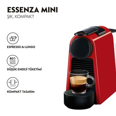  Nespresso D30 Essenza Mini Espresso Kahve Makinesi,Kırmızı