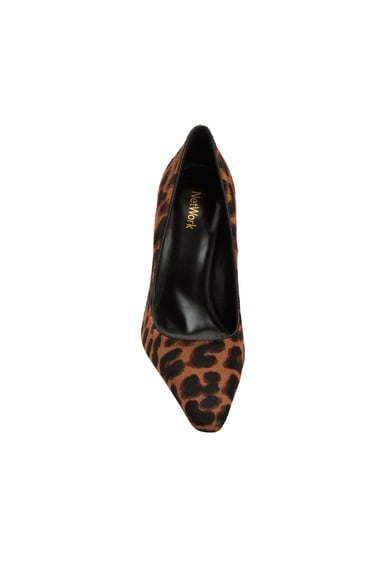  Network Kadın Leopar Desenli Süet Topuklu Ayakkabı