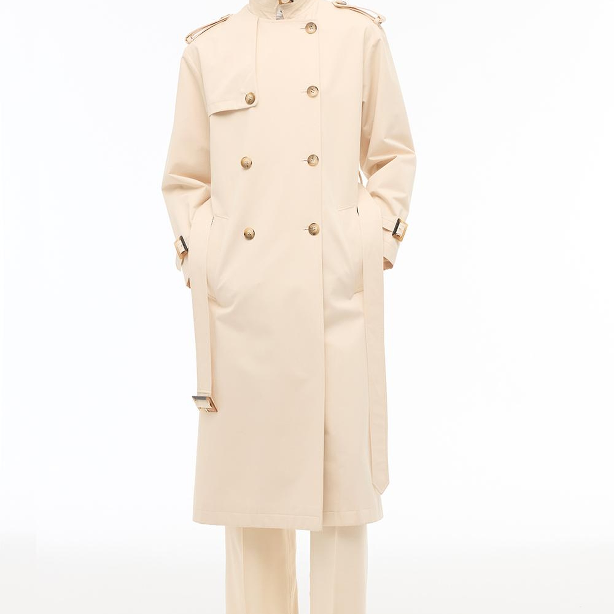 %100 Pamuk Bej Diz Altı Trençkot