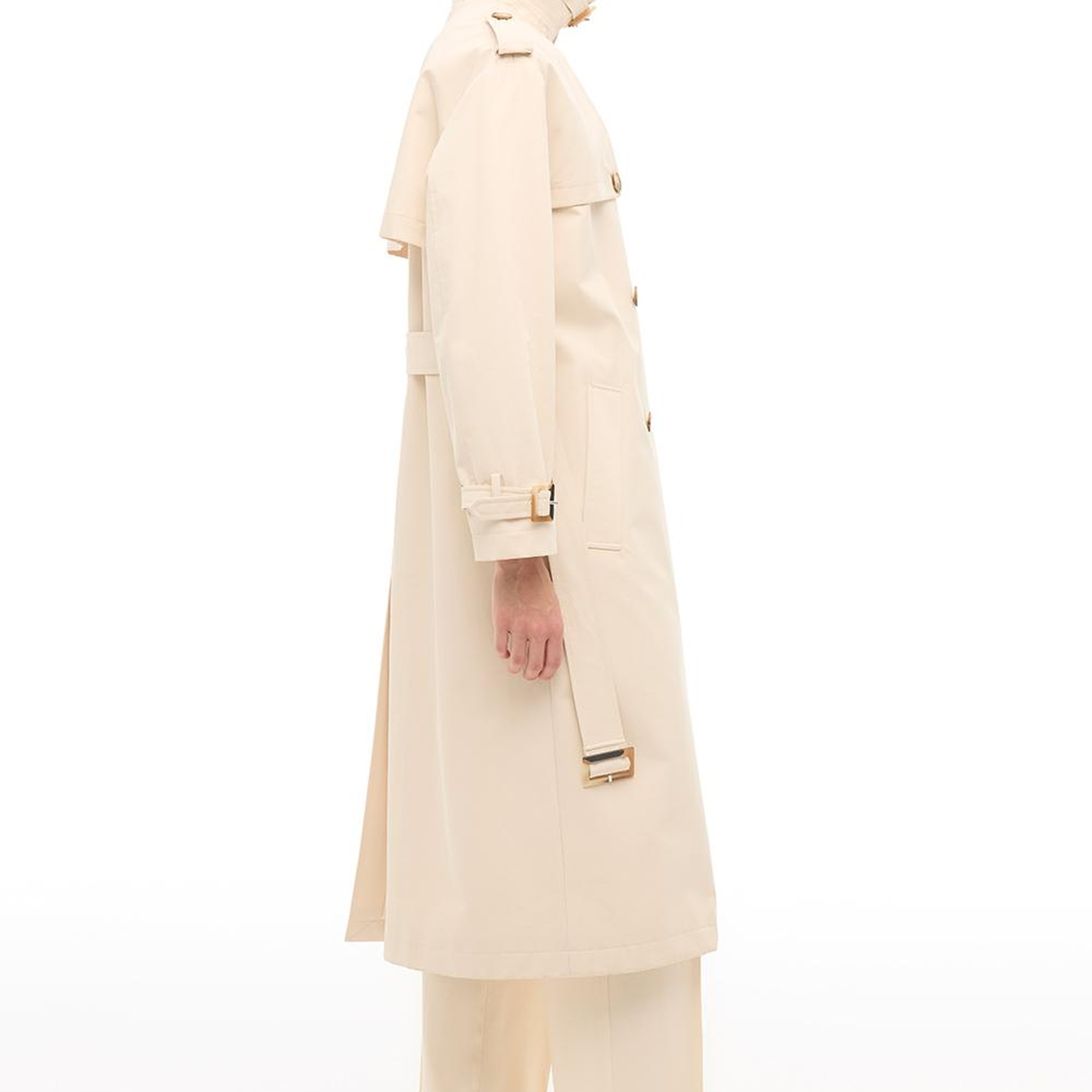 %100 Pamuk Bej Diz Altı Trençkot