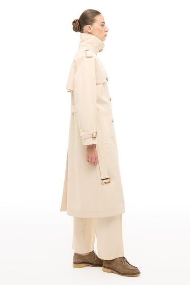  %100 Pamuk Bej Diz Altı Trençkot