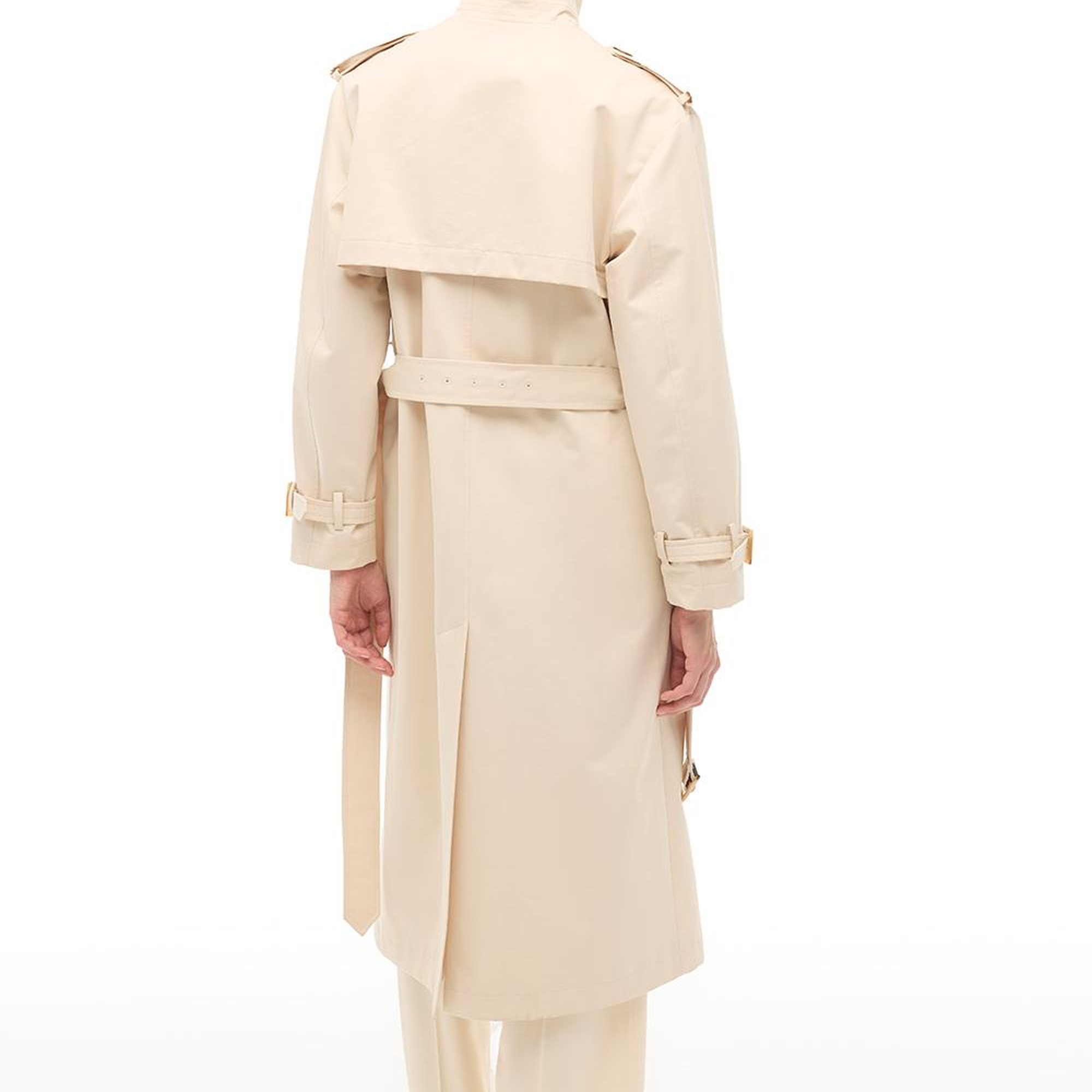 %100 Pamuk Bej Diz Altı Trençkot