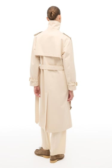  %100 Pamuk Bej Diz Altı Trençkot