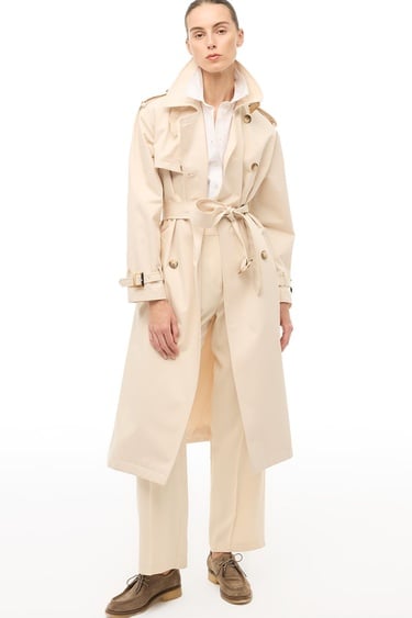  %100 Pamuk Bej Diz Altı Trençkot