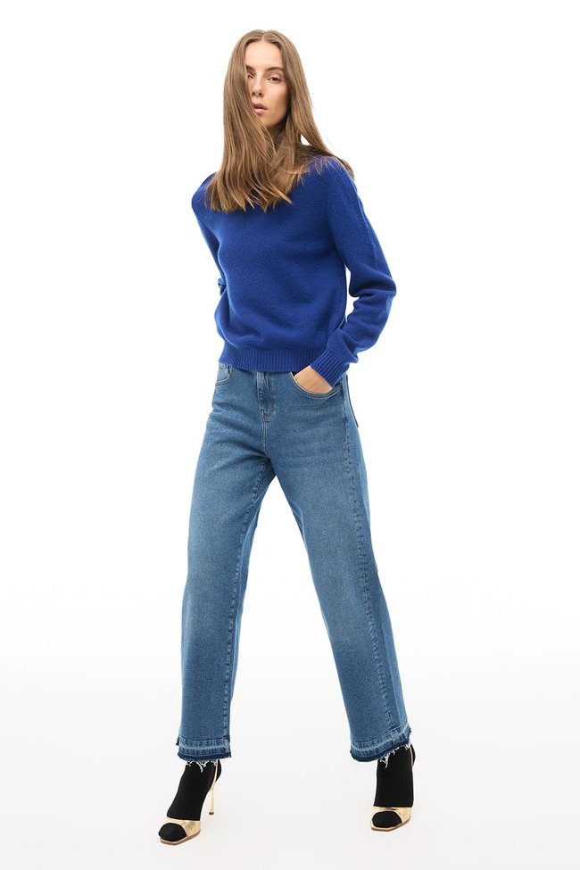  Saks Bisiklet Yaka Triko Kazak