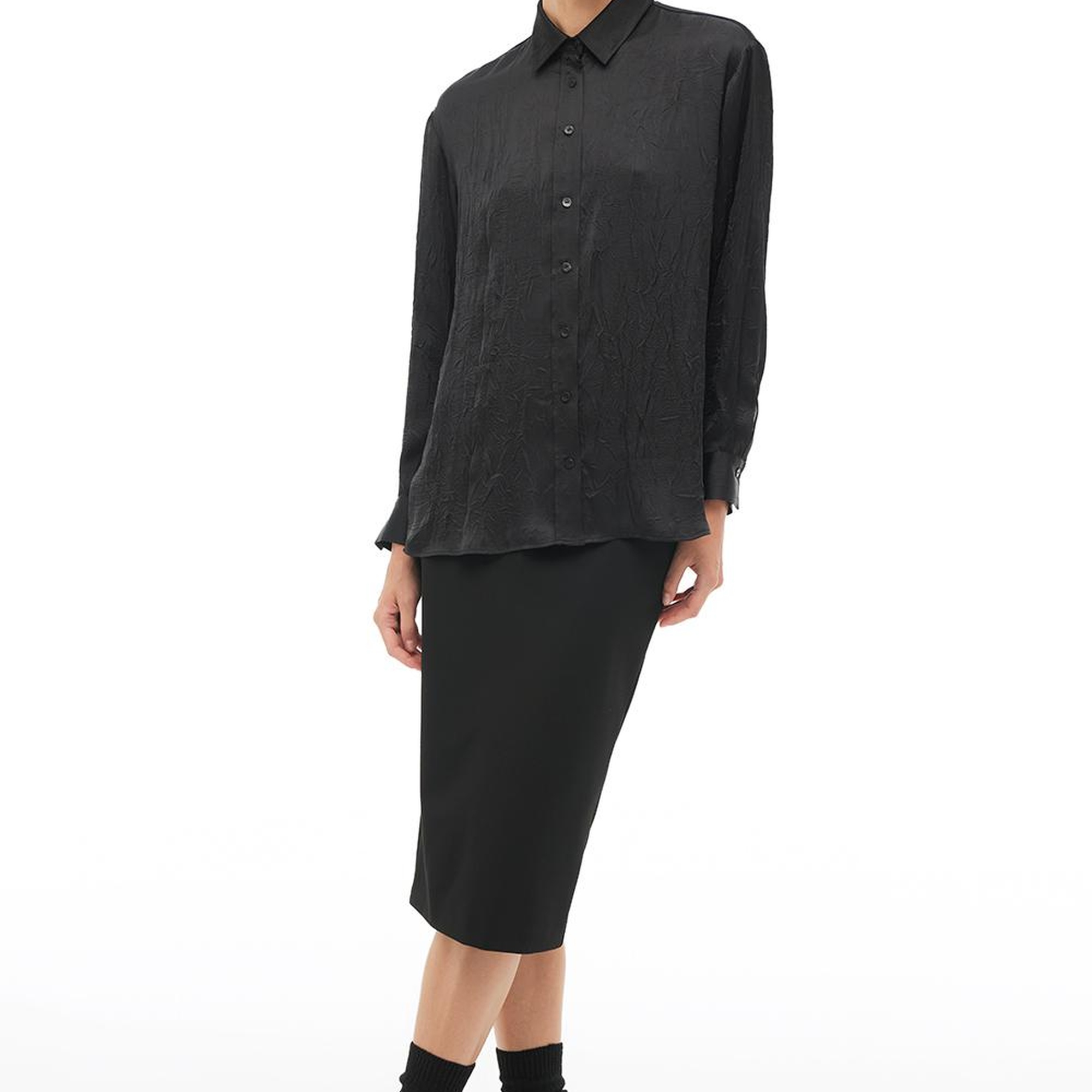 Siyah Jatus Regular Fit Gömlek Yaka Uzun Kol Gomlek