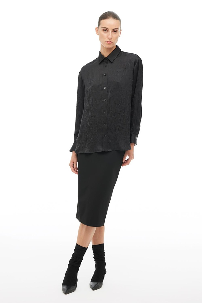  Siyah Jatus Regular Fit Gömlek Yaka Uzun Kol Gomlek