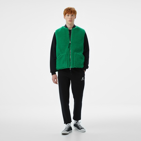  Converse Star Chevron Baskılı Erkek Oversize Fit Siyah Eşofman Altı