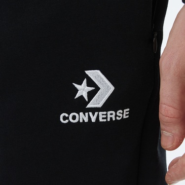  Converse Star Chevron Baskılı Erkek Oversize Fit Siyah Eşofman Altı