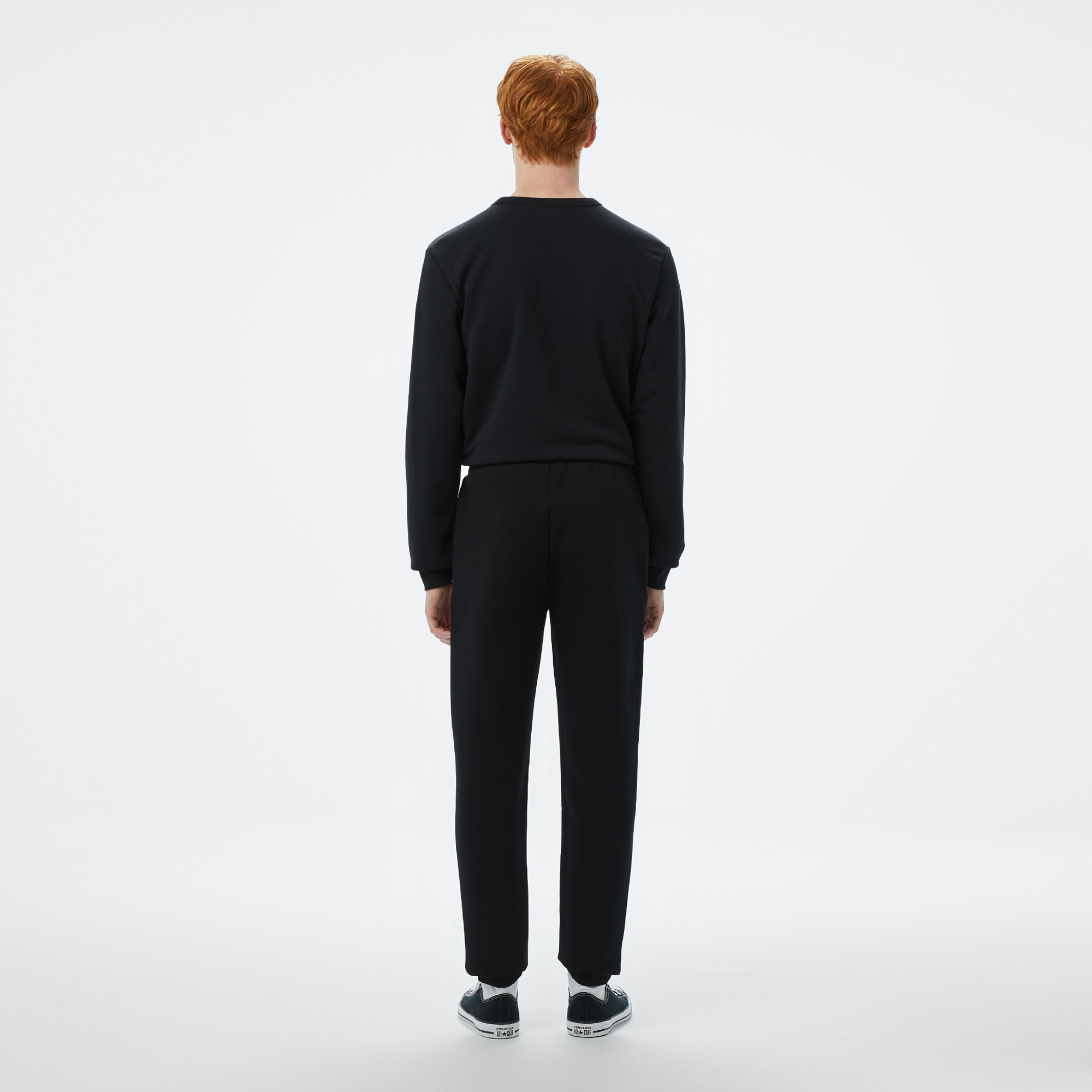 Converse Star Chevron Baskılı Erkek Oversize Fit Siyah Eşofman Altı