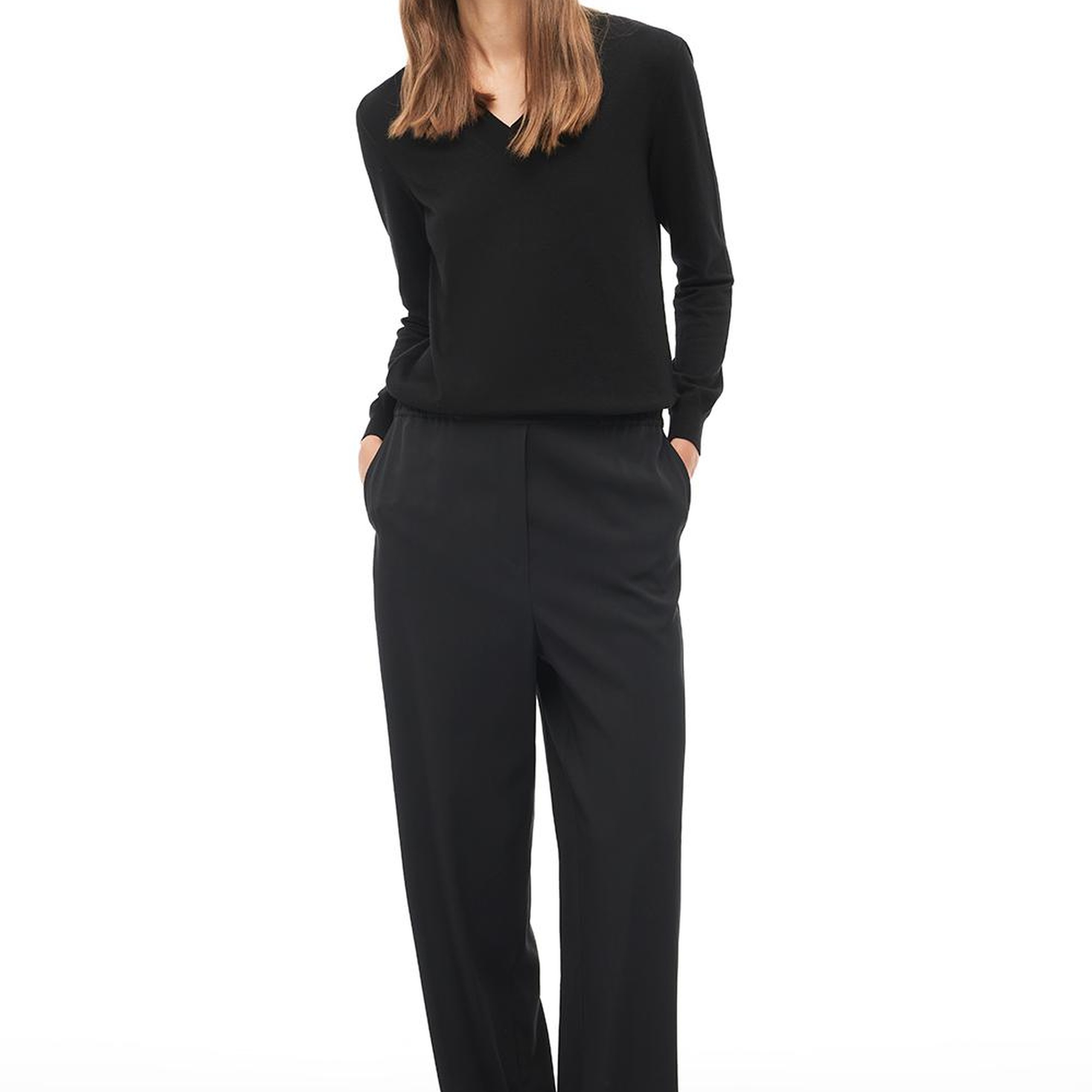 Siyah Yüksek Bel Geniş Paça Pantolon