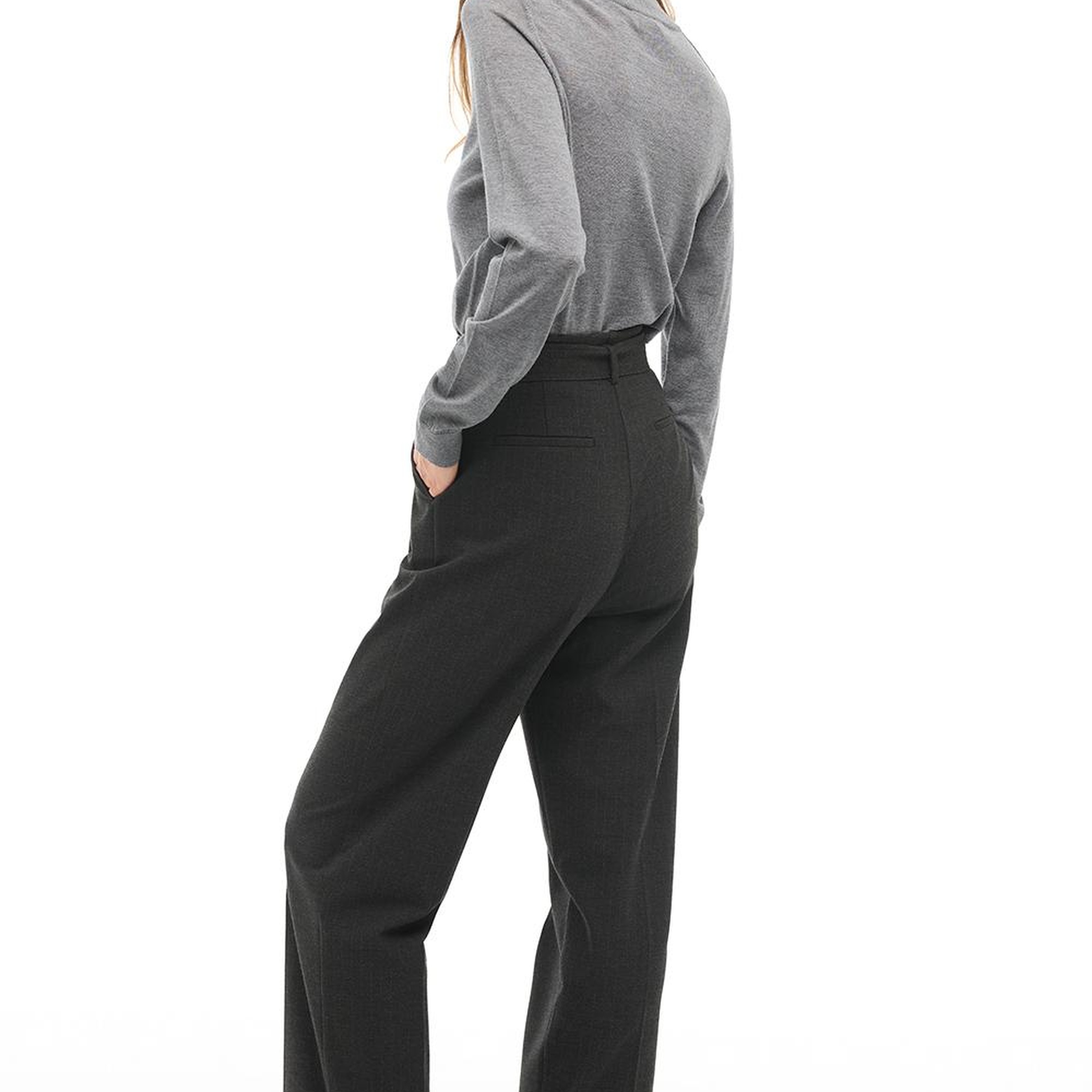 Antrasit Yüksek Bel Boru Paça Pantolon