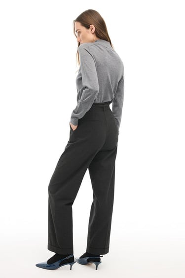  Antrasit Yüksek Bel Boru Paça Pantolon