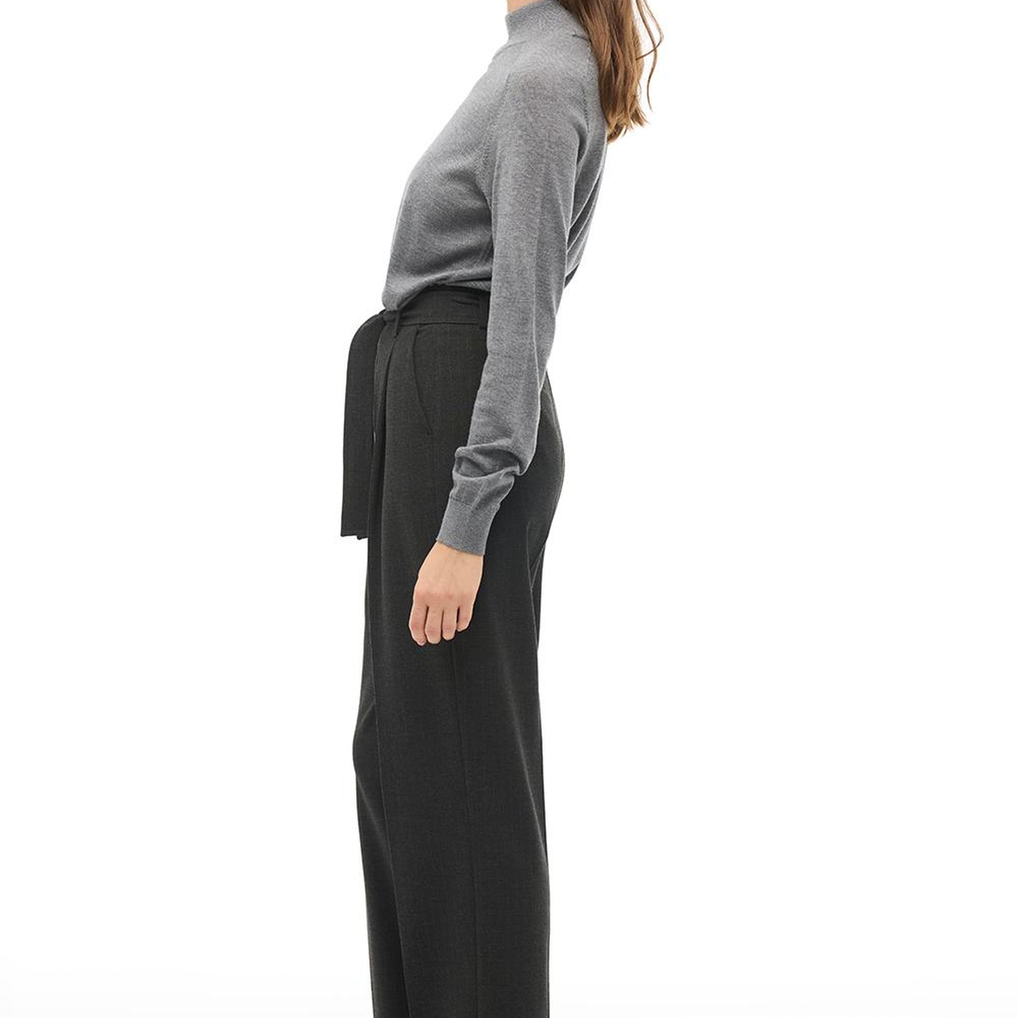 Antrasit Yüksek Bel Boru Paça Pantolon