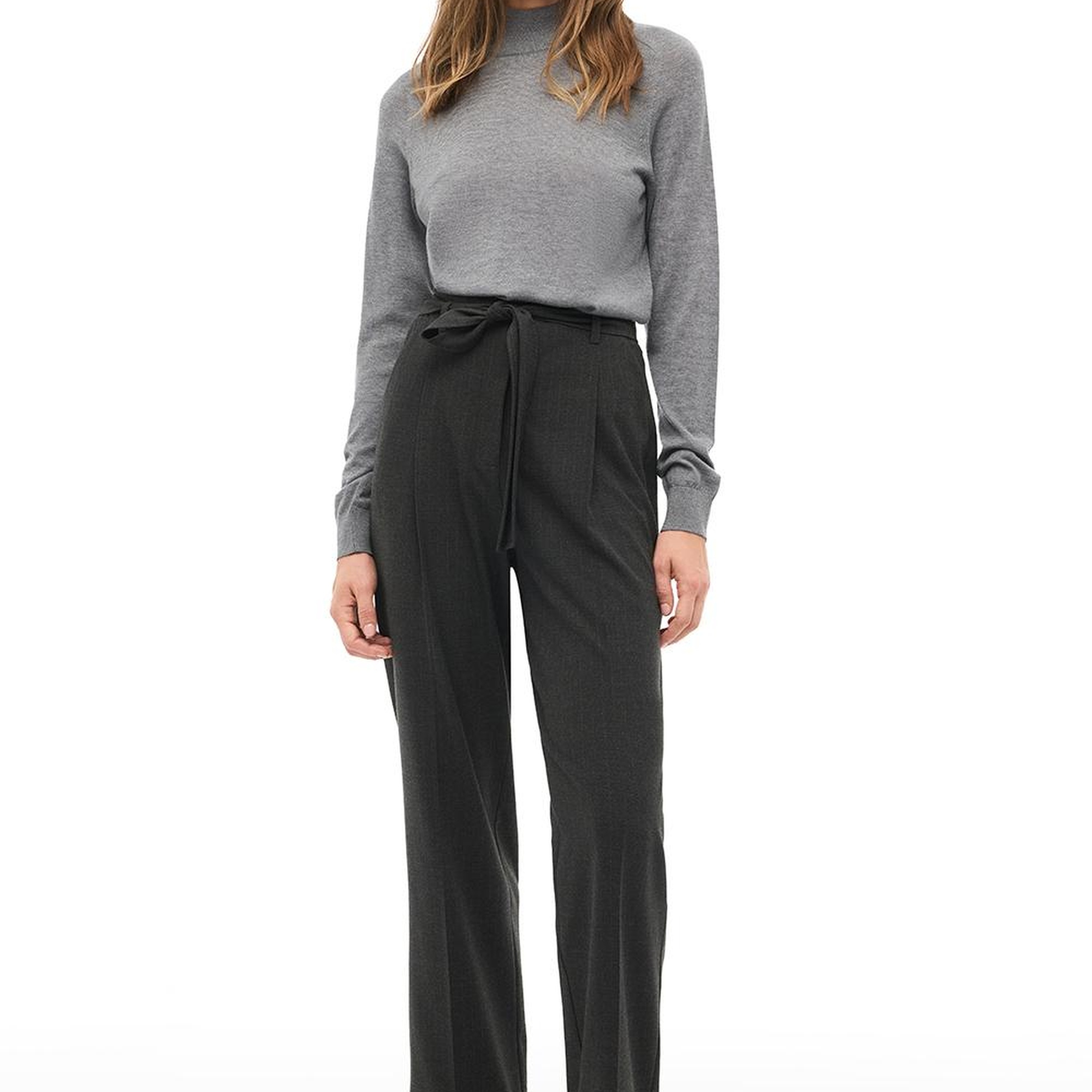 Antrasit Yüksek Bel Boru Paça Pantolon