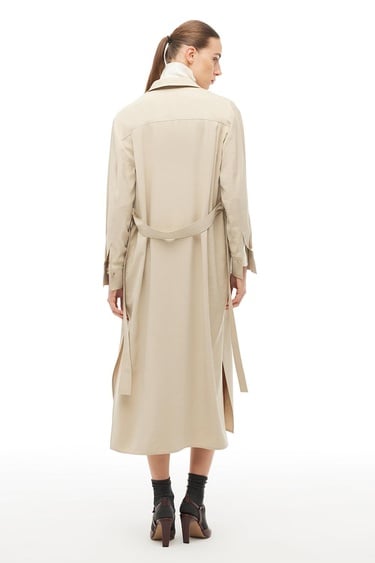  Bej Gömlek Yaka Midi Elbise