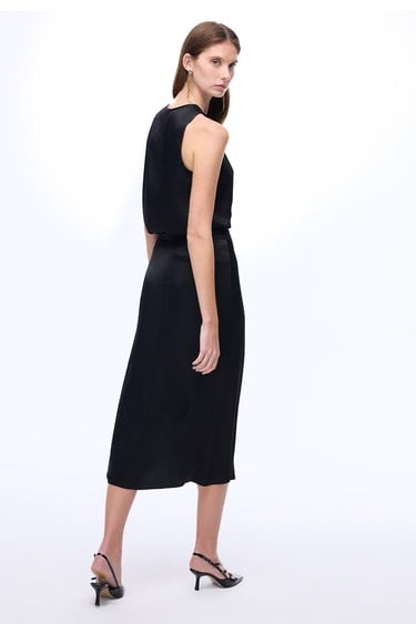  Siyah Safira Regular Fit Orta Bel Midi Boy Etek