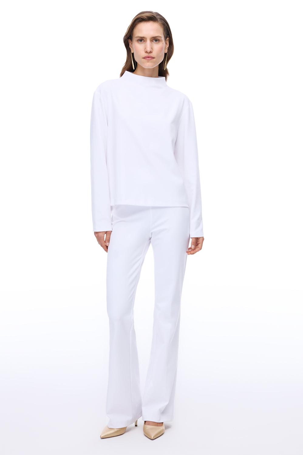  Animas Slim Fit Kısa Boy Düşük Kollu Yarım Dik Yaka Beyaz Bluz